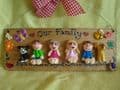 6 character (including pets) 3d Family Sign Handmade Personalised Plaque Customised To Order Garden or heart theme